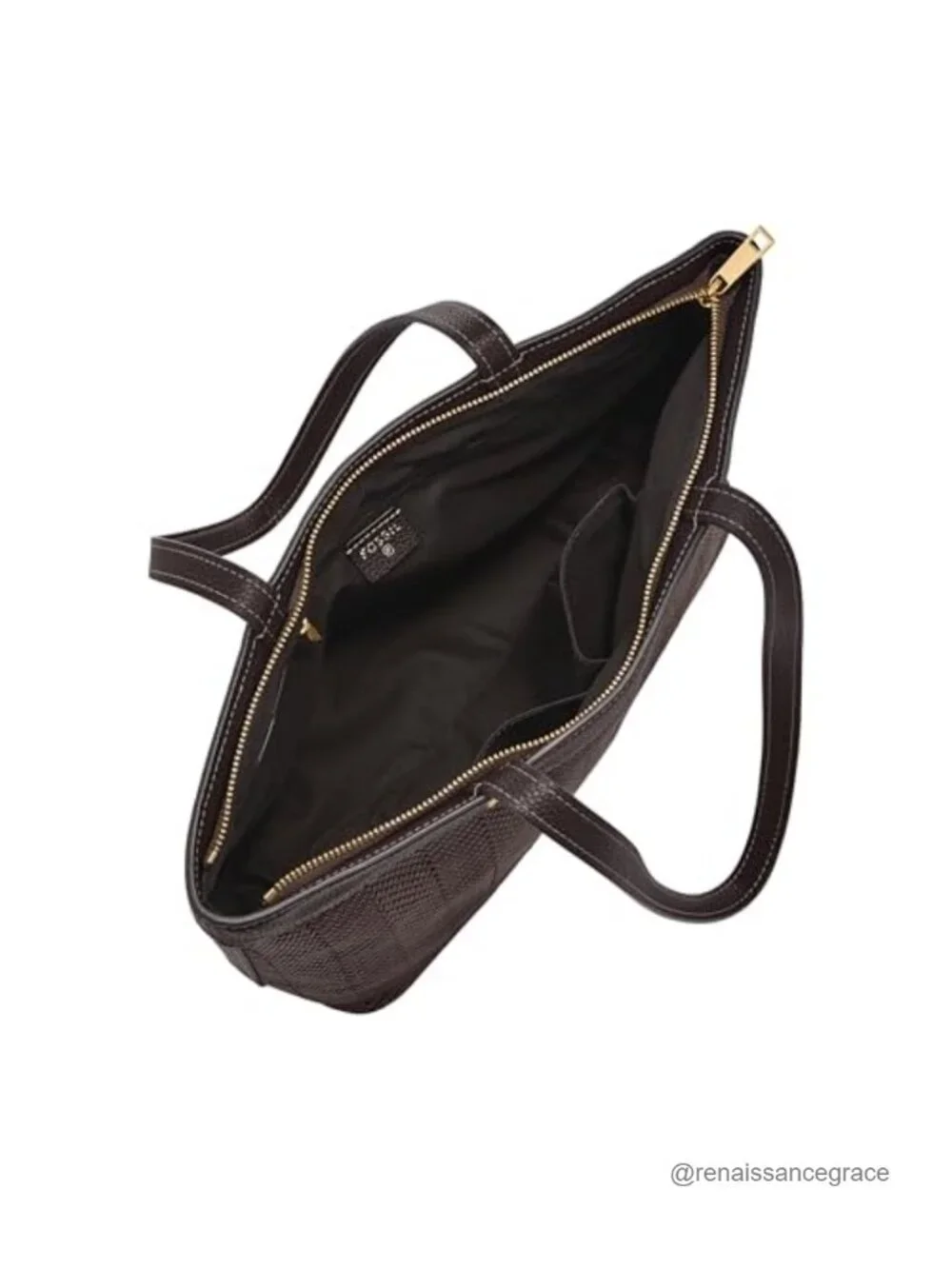Woven Leather Trim Tote Bag with Laptop Compartment, Shoulder Strap, Zipper